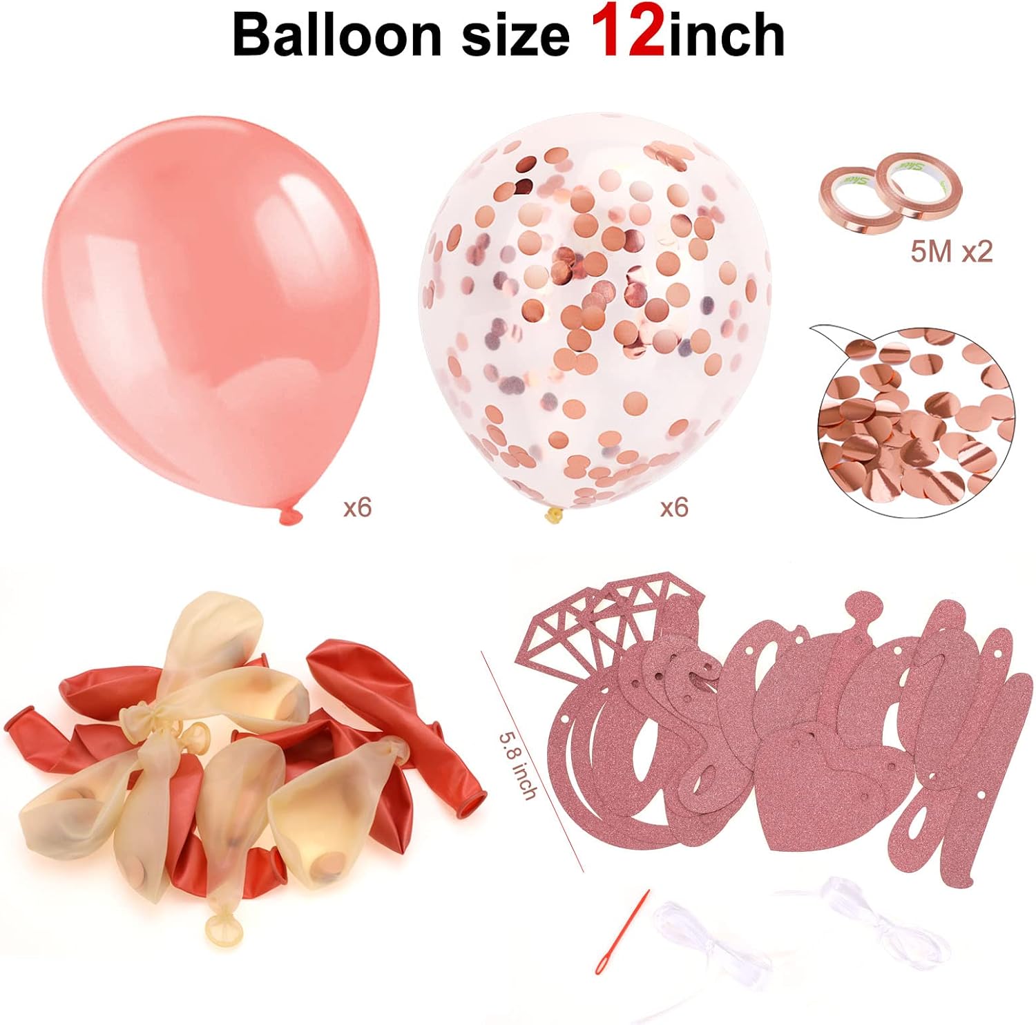 HOWAF Rose Gold Engaged Set, Banner, She Said Yes Banner, Diamond Ring Balloon - Image 4