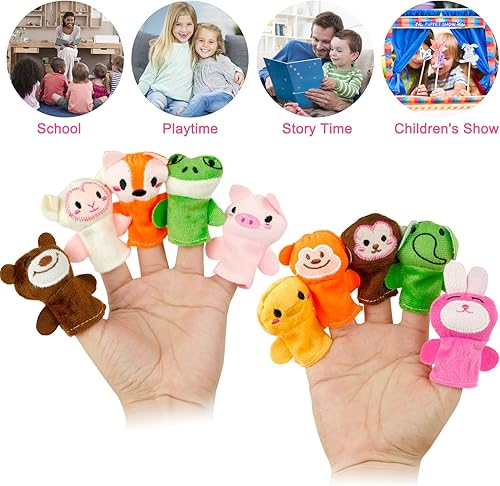 Miniatura 2 de Sealive 10 marionetas de dedo para niños pequeños, juguetes de terciopelo suave de animales del bosque, perfectos para juegos de rol, aprendizaje en