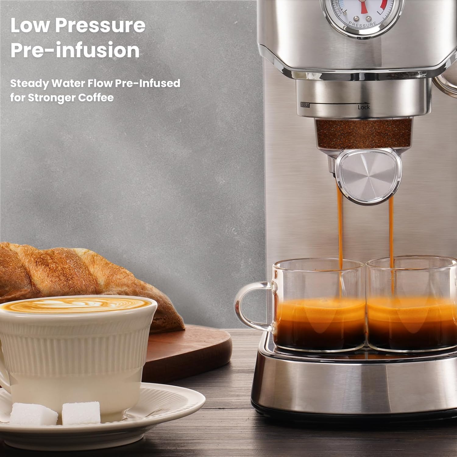 Gevi 20 Bar Espresso Machine with Milk Frother, Compact Commercial Coffee Maker for Home, Stainless Steel Professional Espresso Maker for Cappuccino, Latte, Americano, Ideal Gift for Coffee Lovers