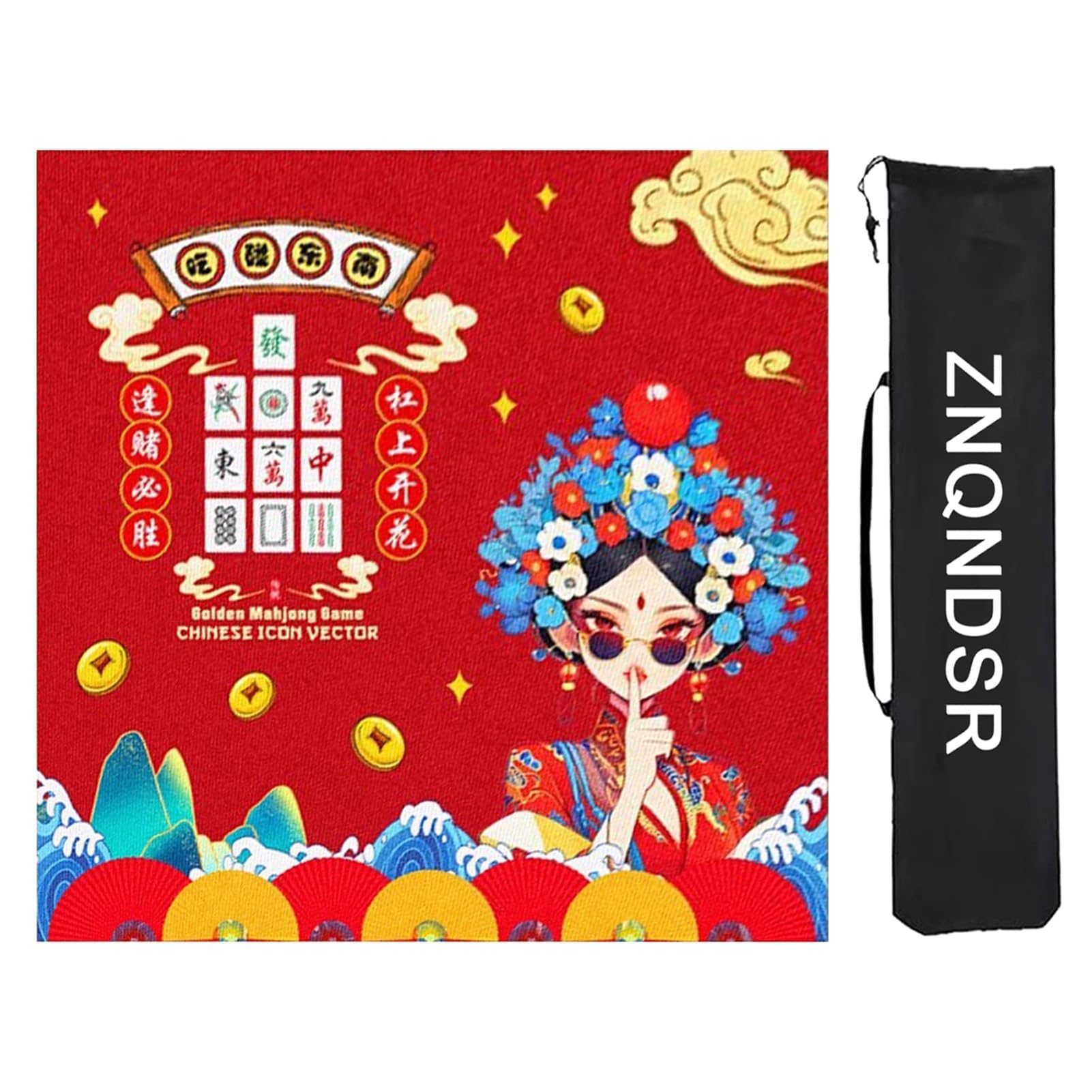 Mata Na Stół Mahjong Z Torbą Do Przechowywania, Kwadratowa Mata Do Gry Planszowej Do Mahjon Poker, Mata Mahjong Do Gier Karcianych(100cm/39in)