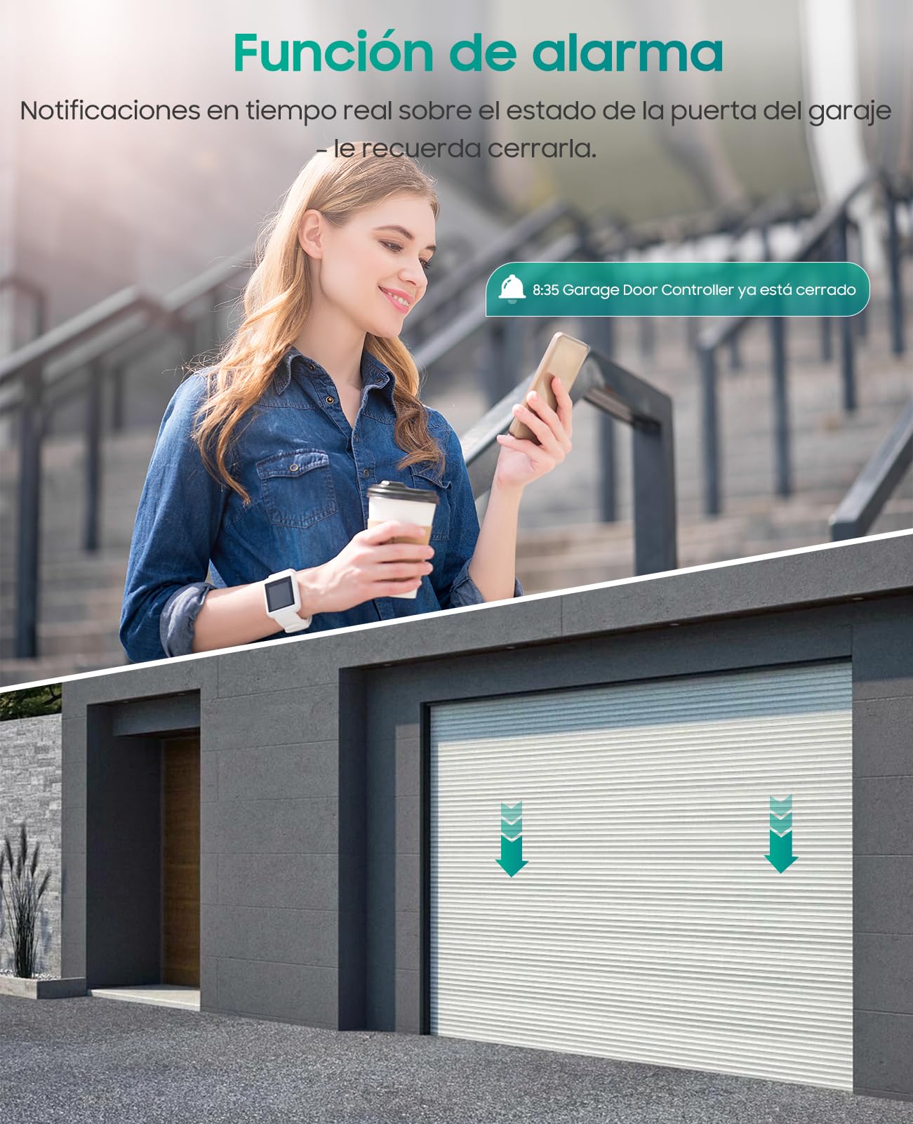 Yomogi Abrepuertas de Garaje Wi-Fi, Módulo de Interruptor Inteligente para Garaje, Control por Voz y Programación, Compatible con Alexa/Google Home/Smart Life, Fácil de Instalar