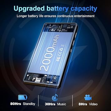 80GB MP3 player with Bluetooth and WiFi Swofy 4.0-inch touchscreen MP3 & MP4 player Android portable children's music player with Spotify Amazon Music Radio recorder e-book browser