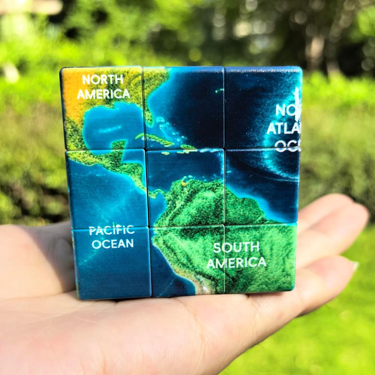 World Map Cube 3x3 Ocean Magic Cube Geography Speed Cube Puzzle Toy for 7-12 Kids Adults