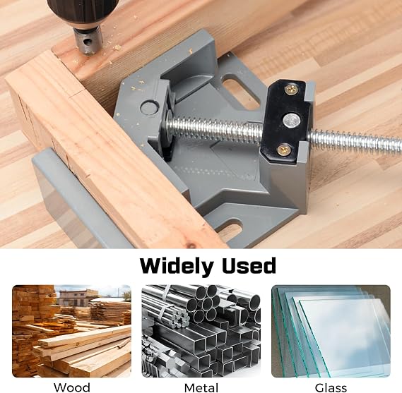 Corner Clamp, 2pcs 90 Degree Right Angle Clamp with Adjustable Aluminum Alloy Swing Jaw, Single Handle Clamps for Woodworking Tools Photo Framing, Present for Men Dad 11.1 Inch
