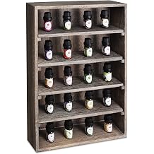Ikee Design Wooden Wall-Mounted Display Shelves Rack for Collectibles-Figures,Shot Glasses,Spice Can,Cosmetics or Perfume-5 Adjustable Height Shelves,Space-Saving,Coffee Color | Wall-mountable wood display rack with 5 adjustable shelves for figurines, action figures and collectibles.