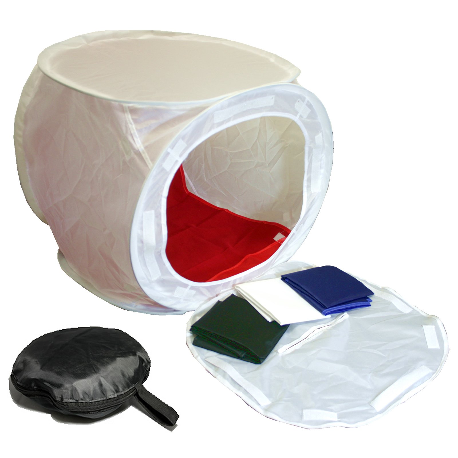 Collapsible Portable Pop-Up Professional Photography Tabletop Studio 24 Inch / 60cm Light Tent Box with Compact Carrying Bag & 4 Seamless Colored Backdrops