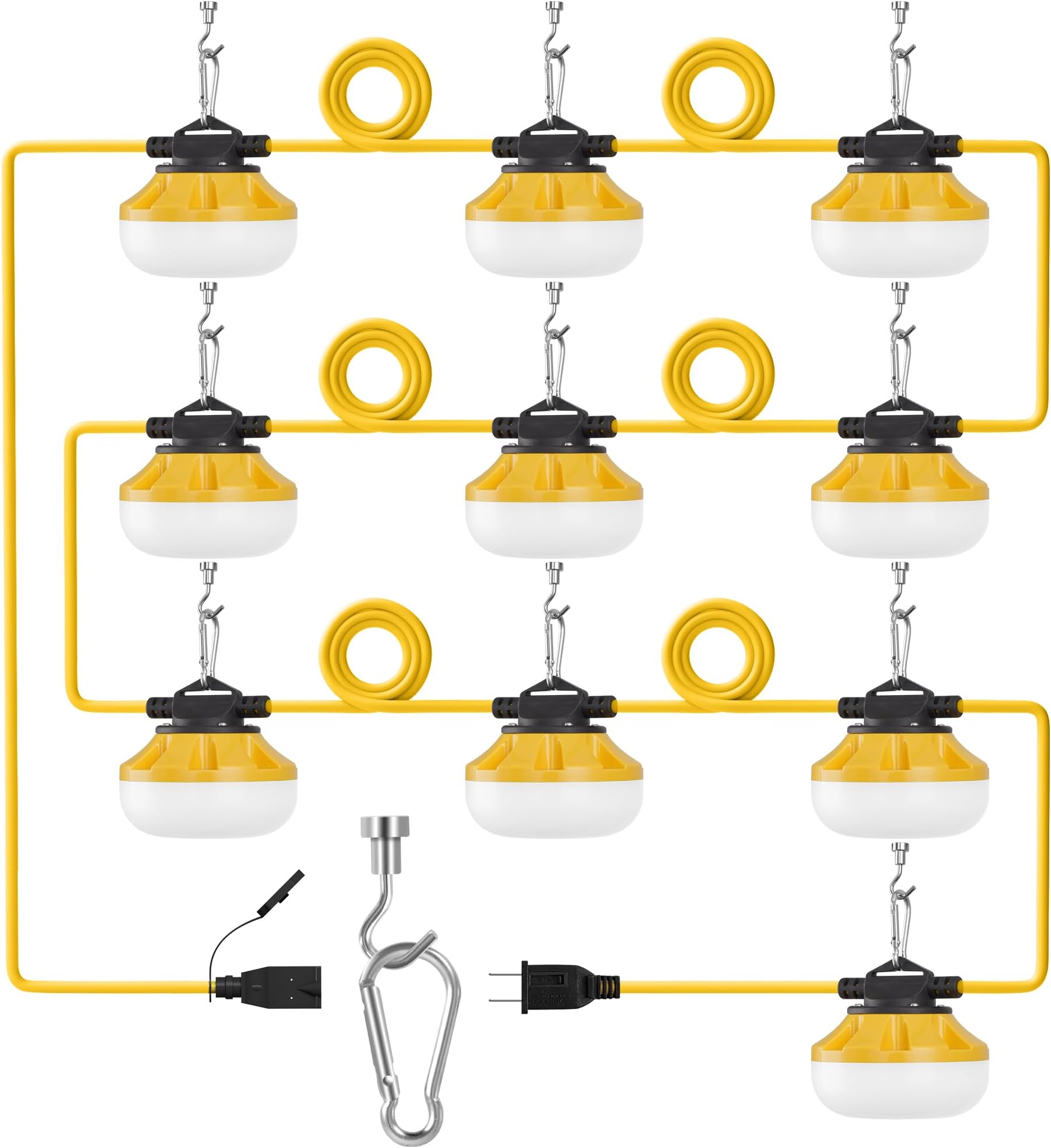 LEDIARY 100FT LED Construction String Lights, 100W 10000LM String Work Light, Linkable Temporary Lighting for Jobsite, Patio, Indoor, Outdoor-ETL Listed