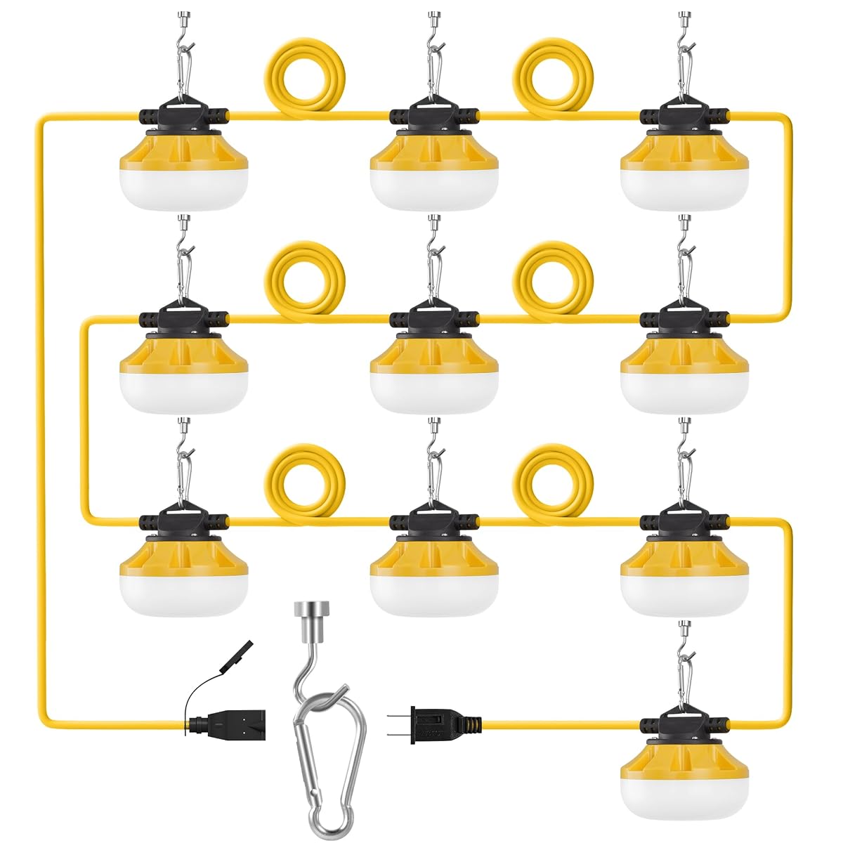 LEDIARY 100FT LED Construction String Lights, 100W 10000LM, Linkable Temporary