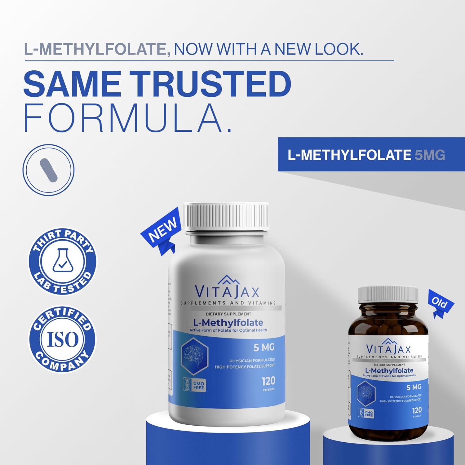 L Methylfolate 5 mg | 120 Caps | Value Pack | Max Potency | Active Folate | Gluten Free | Methyl Folate 5-MTHF | No Filler Doctor Designed and Formulated