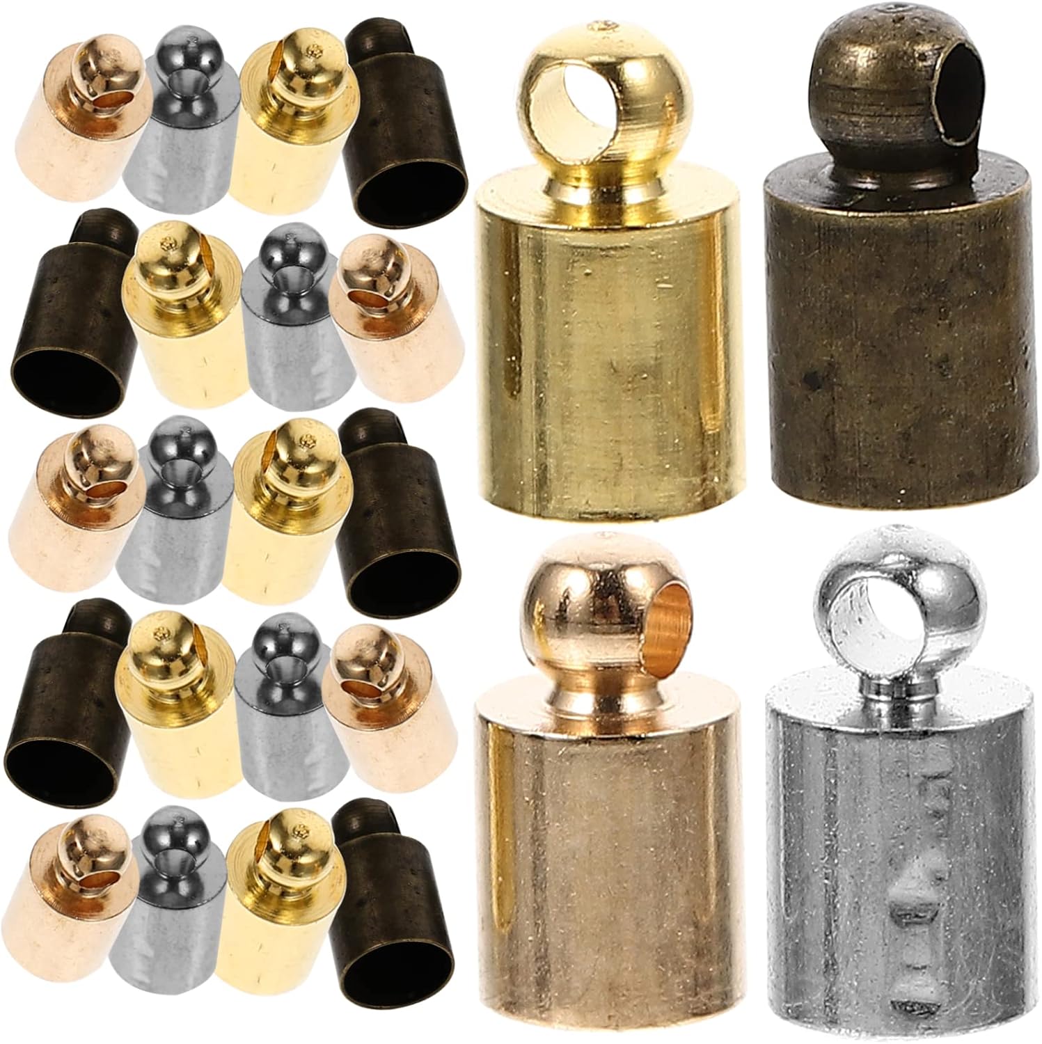 Tofficu 500pcs Tassel End Caps for Jewelry Making Copper Material for Bracelets Necklaces and Earring Findings Craft Supplies Mixed Colors