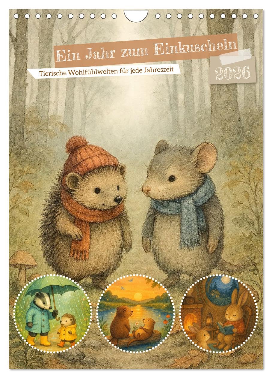 A year to snuggle up in - animal wellness worlds for every season UK-Version (Wall Calendar 2026 DIN A4 Portrait), CALVENDO 12 Month Wall Calendar โ image 1