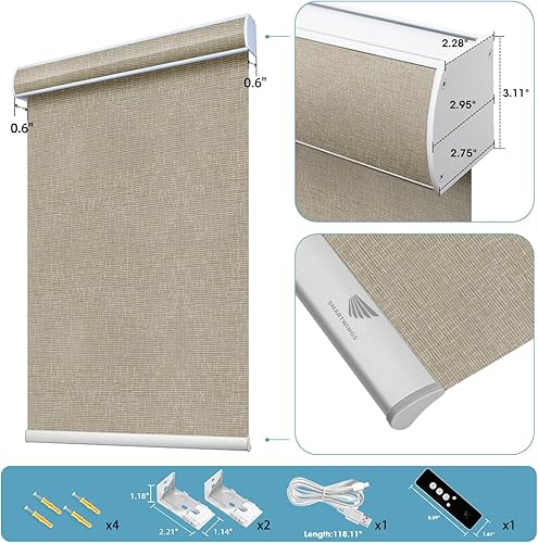 Miniatura 8 de SmartWings Homekit - Persianas motorizadas compatibles con rosca, persianas inteligentes 100% opacas con control remoto, persianas enrollables