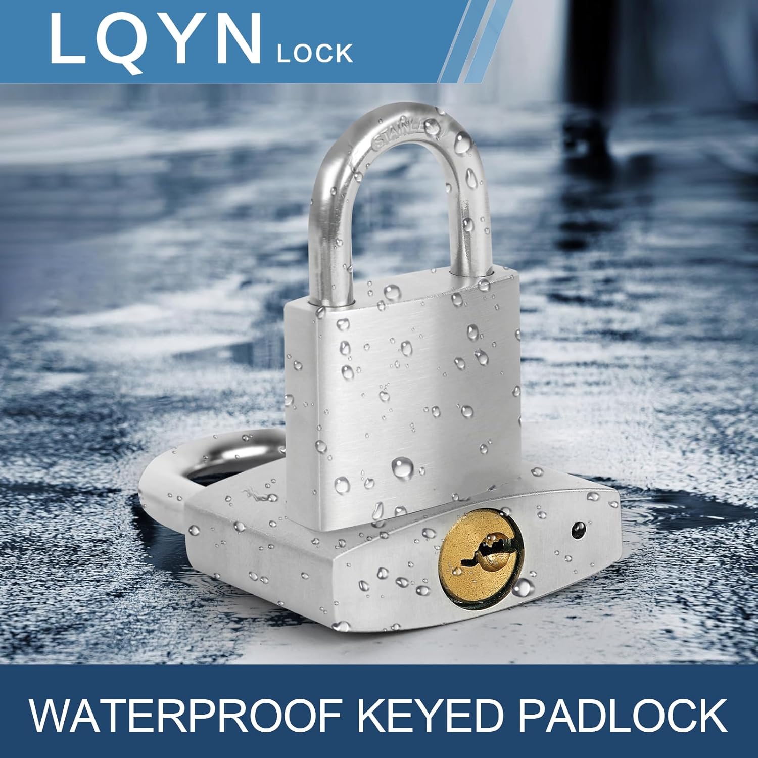 Outdoor Weatherproof Padlock, LQYN Keyed Alike 2 Pcs Stainless Heavy Duty Padlocks, 50mm/2 inch Normal Shackle, Stainless Steel Body with Brass Cylinder Lock, Padlock for Secure Storage, Gates