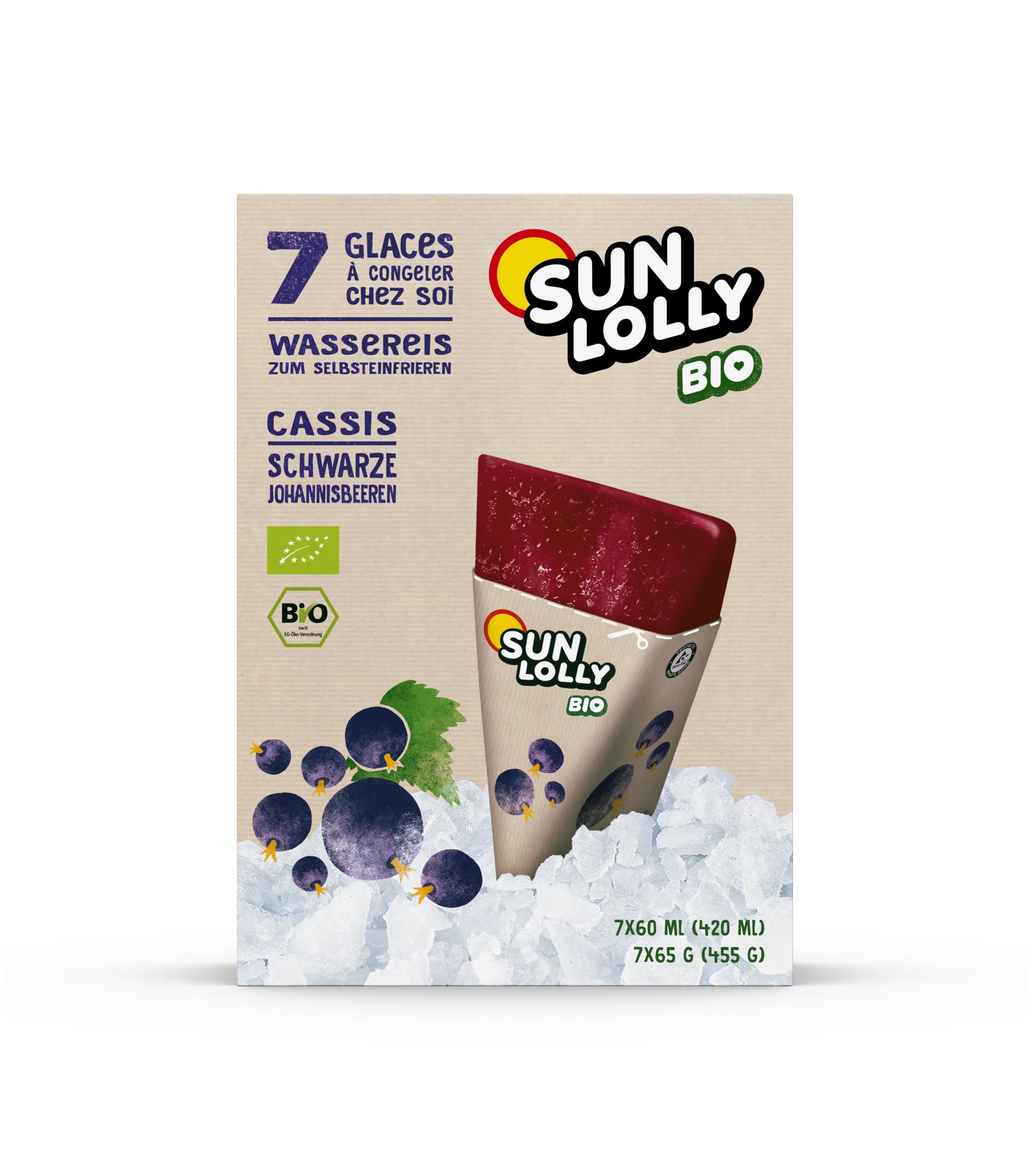 Sun Lolly Bio Wassereis Schwarze Johannisbeere 12er Vorratspack 12 x 420ml