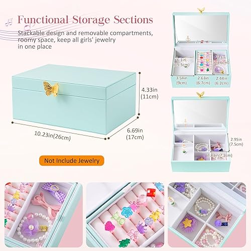Miniatura 5 de ProCase Joyero musical para niñas con bailarina giratoria, almacenamiento de cajas de joyería para niños, caja de música de bailarina, regalo para