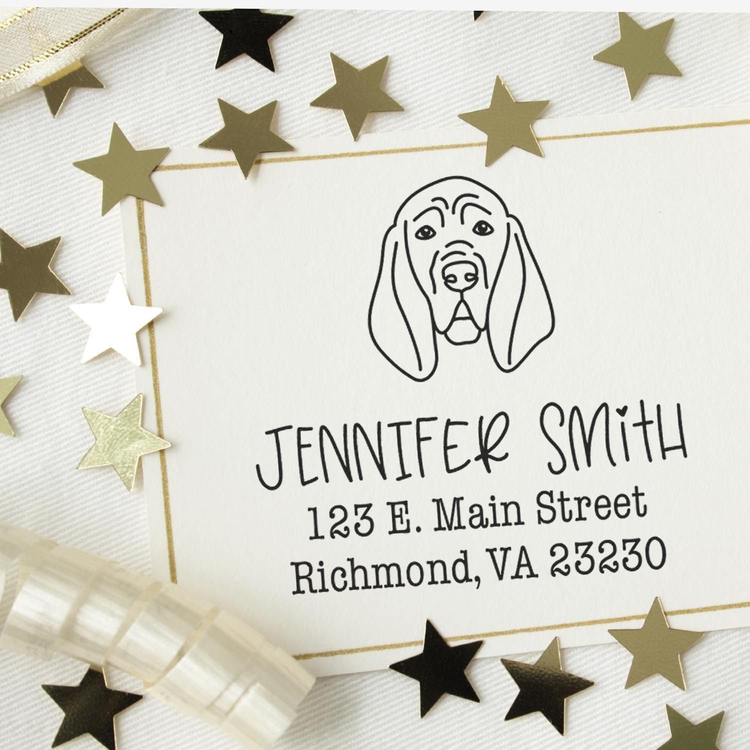 Custom Blood Hound PSI Address Stamper Made to Order - 1-5/8 Square - Ideal for Small Business Owners - Professional Name and Address Stamps for Storage Boxes - Easy Mail and Package Labeling