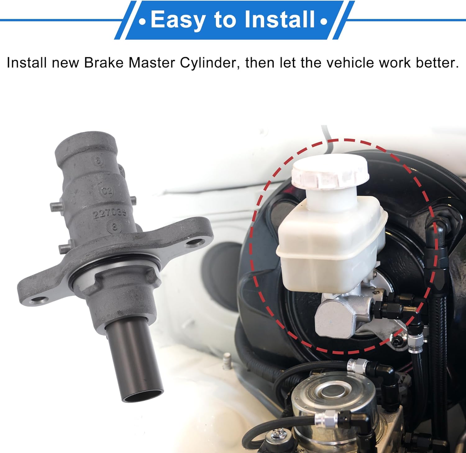 Brake Master Cylinder No.4601V0/4601Y3 for Peugeot 308 CC 2009-2014 Hydraulic Master Cylinder Silver Tone Aluminum Alloy 1 Pc