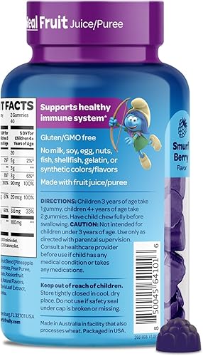 Vista 41 de The Smurfs - Gomitas nootrópicas para niños con vitamina B12 y L-teanina, gomitas de enfoque láser para suplementos de concentración y memoria