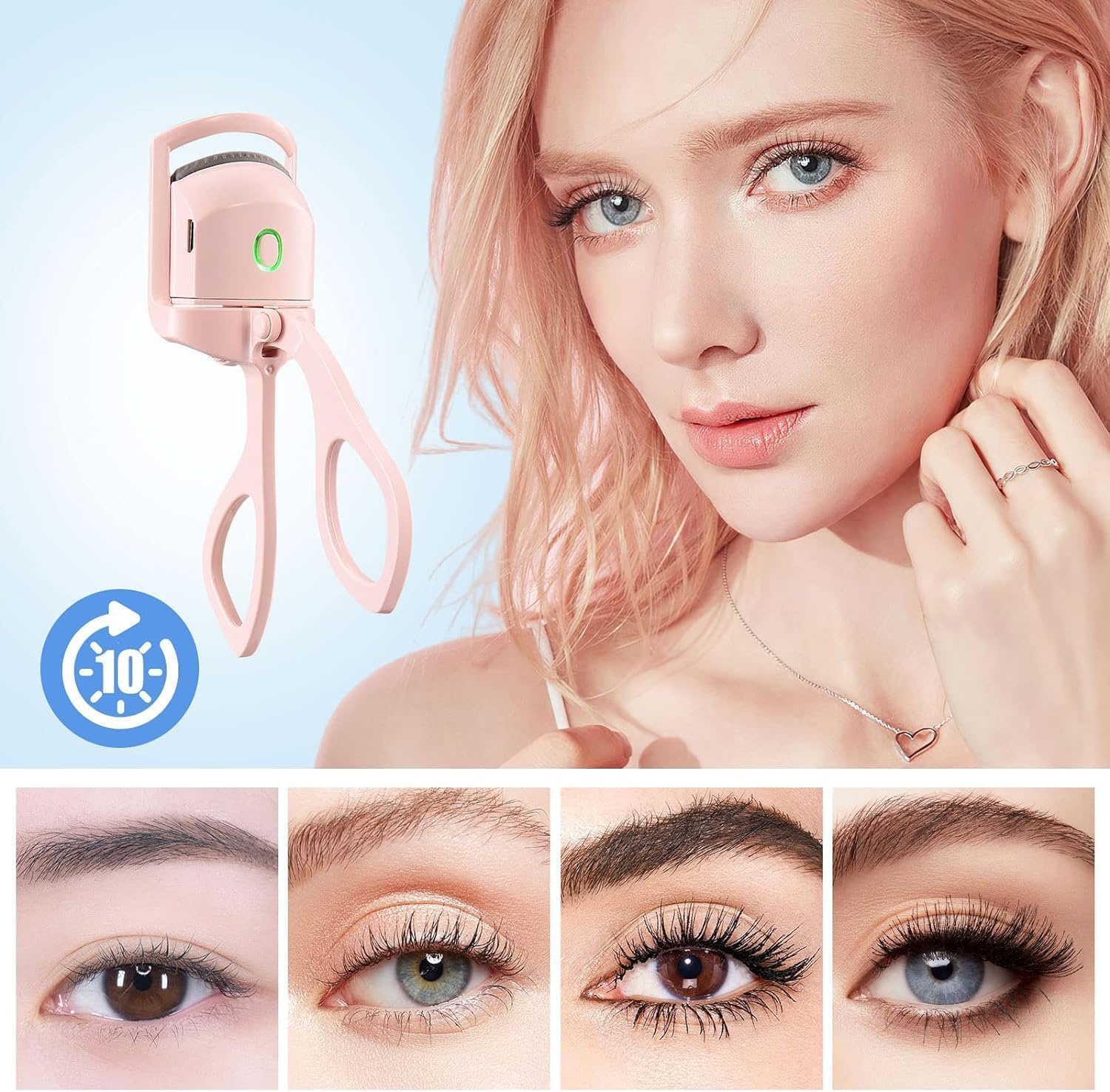 Urdhvamurti Premium Eye Lash Curler With Silicone Pressure Pad USB Rechargeable Electric Eyelash Curler (Multi Colour)