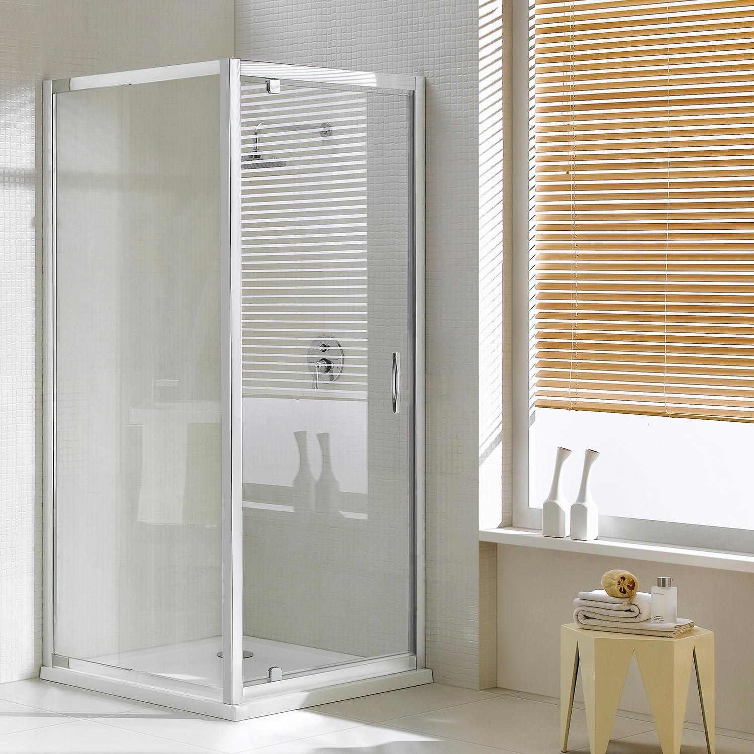Box Doccia Angolare 80x80 cm 1 Anta Battente in Cristallo Trasparente 6mm H198 Aalborg Duo