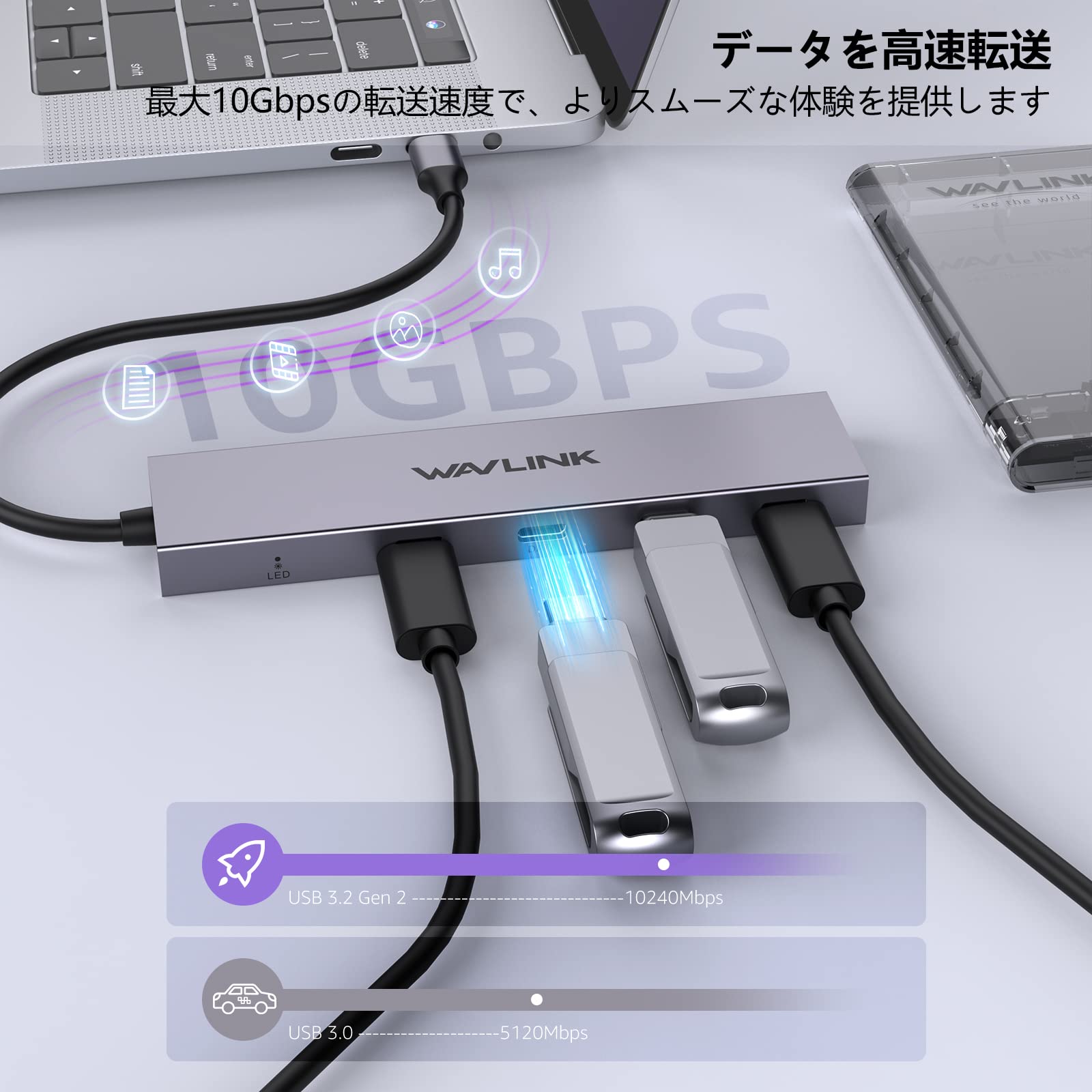 Amazon | WAVLINK 4-in-1 USB C ドッキングステーション USB3.2 Gen2