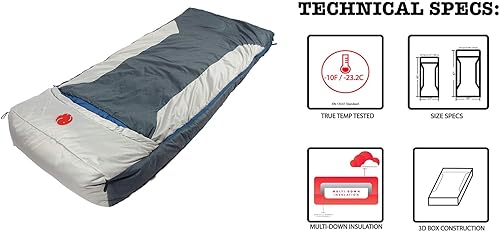 Vista 3 de OmniCore Designs Saco de dormir rectangular con capucha de plumón múltiple (-10F azul, rojo 10F, amarillo 30F, con 4 puntos)