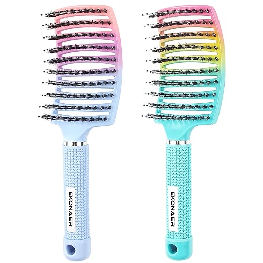 2-Pack Boar Bristle Detangling Brush with Pins