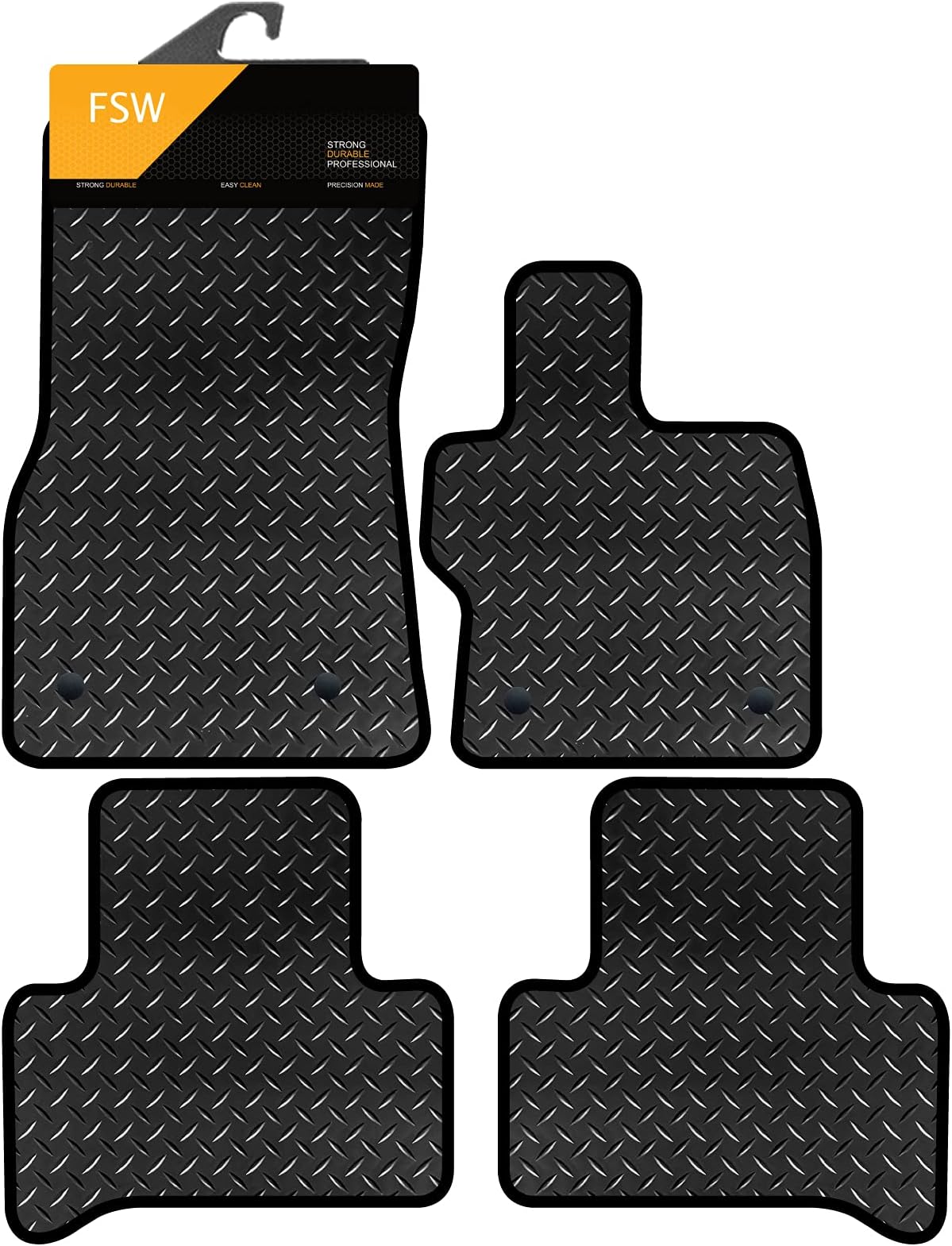 FSWFSW - Tailored Mats - Fits ALFA ROMEO Stelvio 2018-On - HEAVY DUTY 3mm Rubber Mat - Anti Slip Mat - Waterproof, Non Slip Car Floor Mat, Fitted with Clips & Anti Slip Backing - 4 Pc