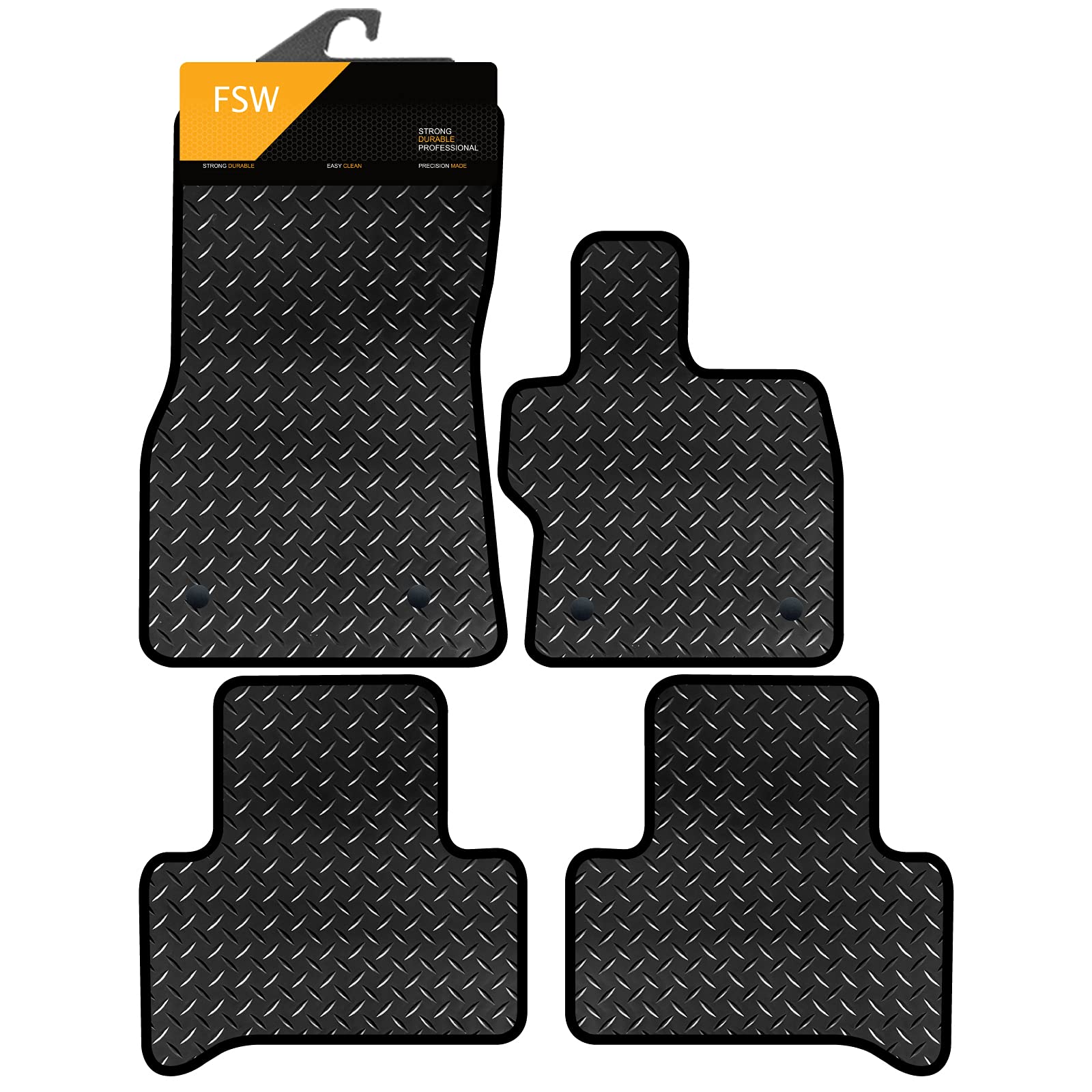 FSWFSW - Tailored Mats - Fits ALFA ROMEO Stelvio 2018-On - HEAVY DUTY 3mm Rubber Mat - Anti Slip Mat - Waterproof, Non Slip Car Floor Mat, Fitted with Clips & Anti Slip Backing - 4 Pc