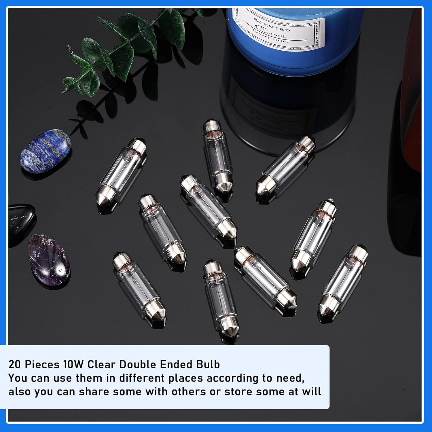 20 Pcs Xenon Festoon Light Bulb Clear Double Ended Festoon Bulb Marine Festoon Bulb 12V Standard Miniature 6411 Bulb for Mantel, Shelves, Bookcase, Refrigerator, Car Tail Light, Dome Light (10W)