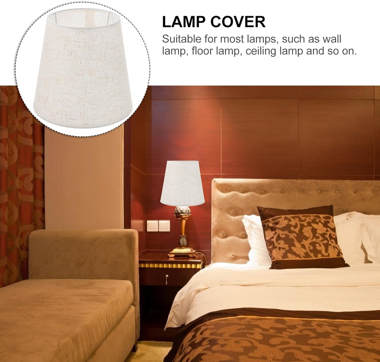 Linen Lampshade for Table Lamp and Desk Lamp with E27 Fitting Fabric Cover Lightweight Replacement Shade for Bedroom Living Room Study 6.7 Inch