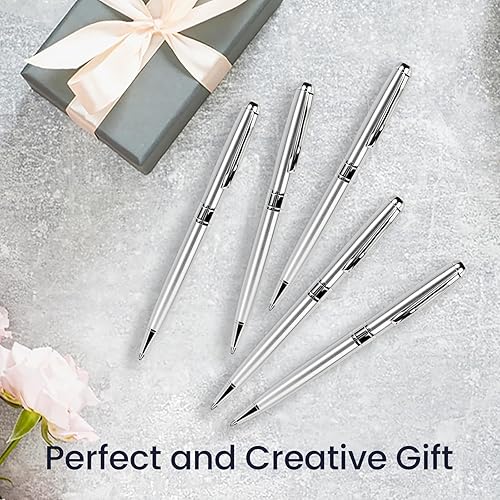 Miniatura 6 de Cambond Bolígrafos a granel, bolígrafos de metal plateado, bonitos bolígrafos de lujo para hombres, negocios, oficina, policía, escritura cómoda,