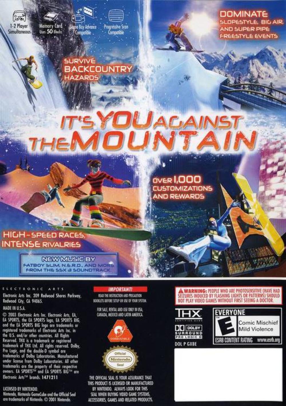 SSX 3 GameCube game case back cover