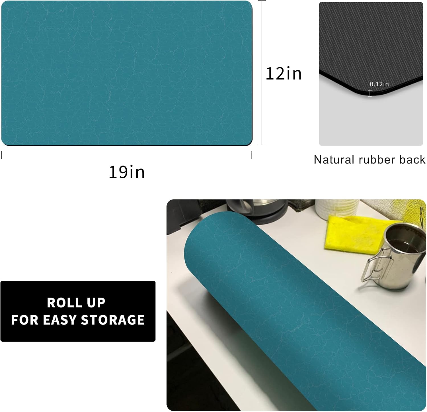 GOLENER Coffee Mat - Hide Stain Rubber Backed Absorbent Dish Drying Mat for Kitchen Counter- Bar Accessories Fit Under Coffee Maker Machine Cafe Pot Espresso Machine Dish Rack image 3