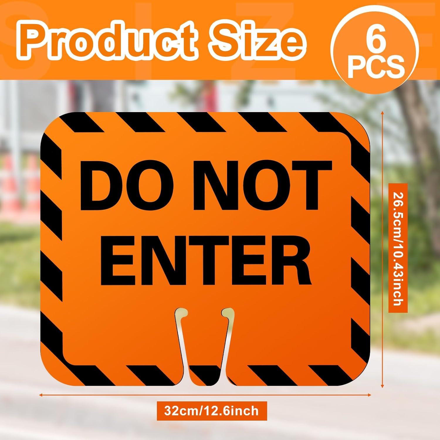 Copkim 6 Pack Cone Top “Do Not Enter” Traffic Signs – Double-sided High Visibility PVC Warning Signs for Standard Safety Cones, 12.6" x 10.4" Black on Orange
