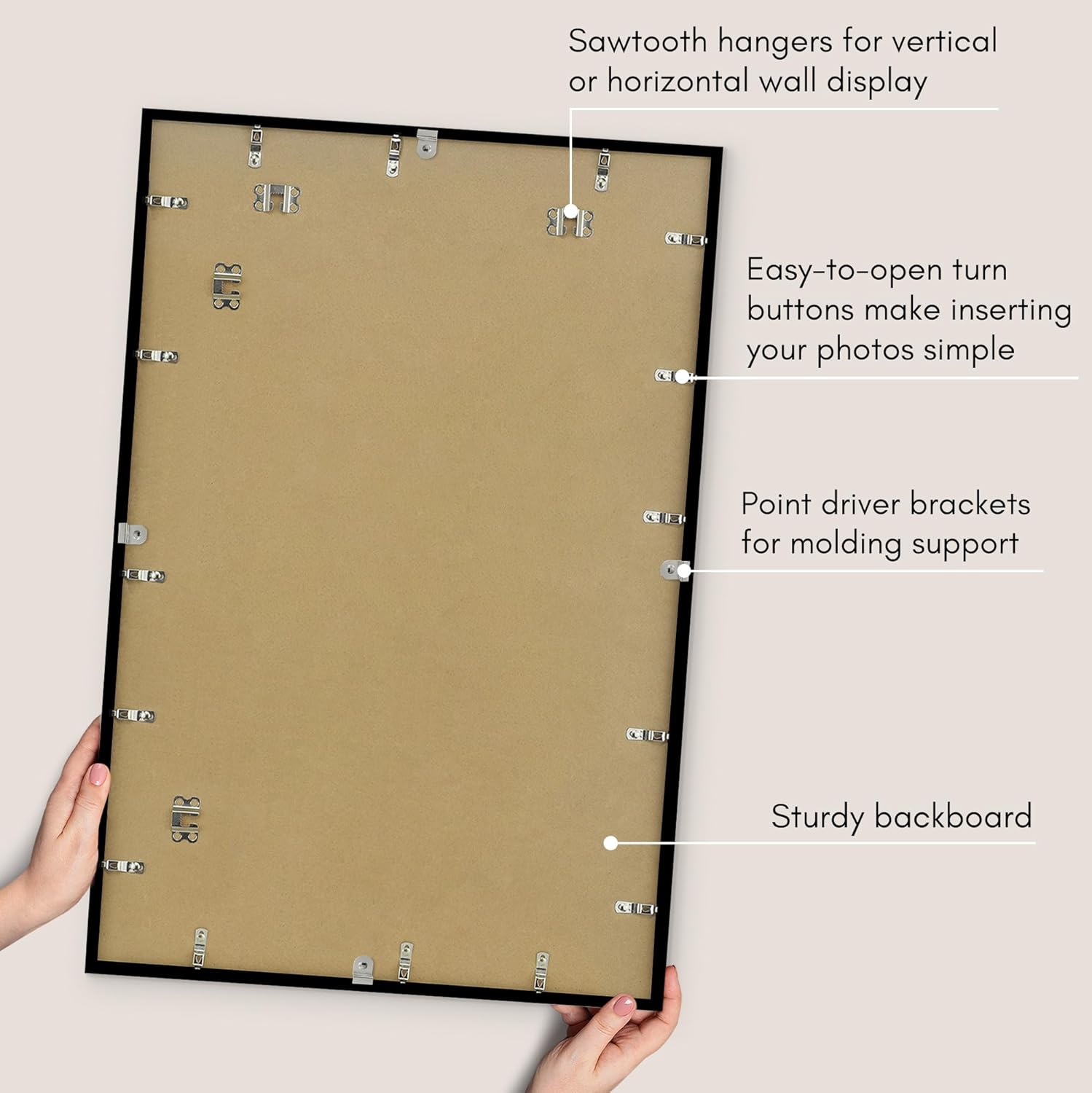 Americanflat 22x34 Poster Frame with Polished Plexiglass - Streamline Collection - Thin Border Picture Frame for Wall Display - Hanging Hardware Included - Black