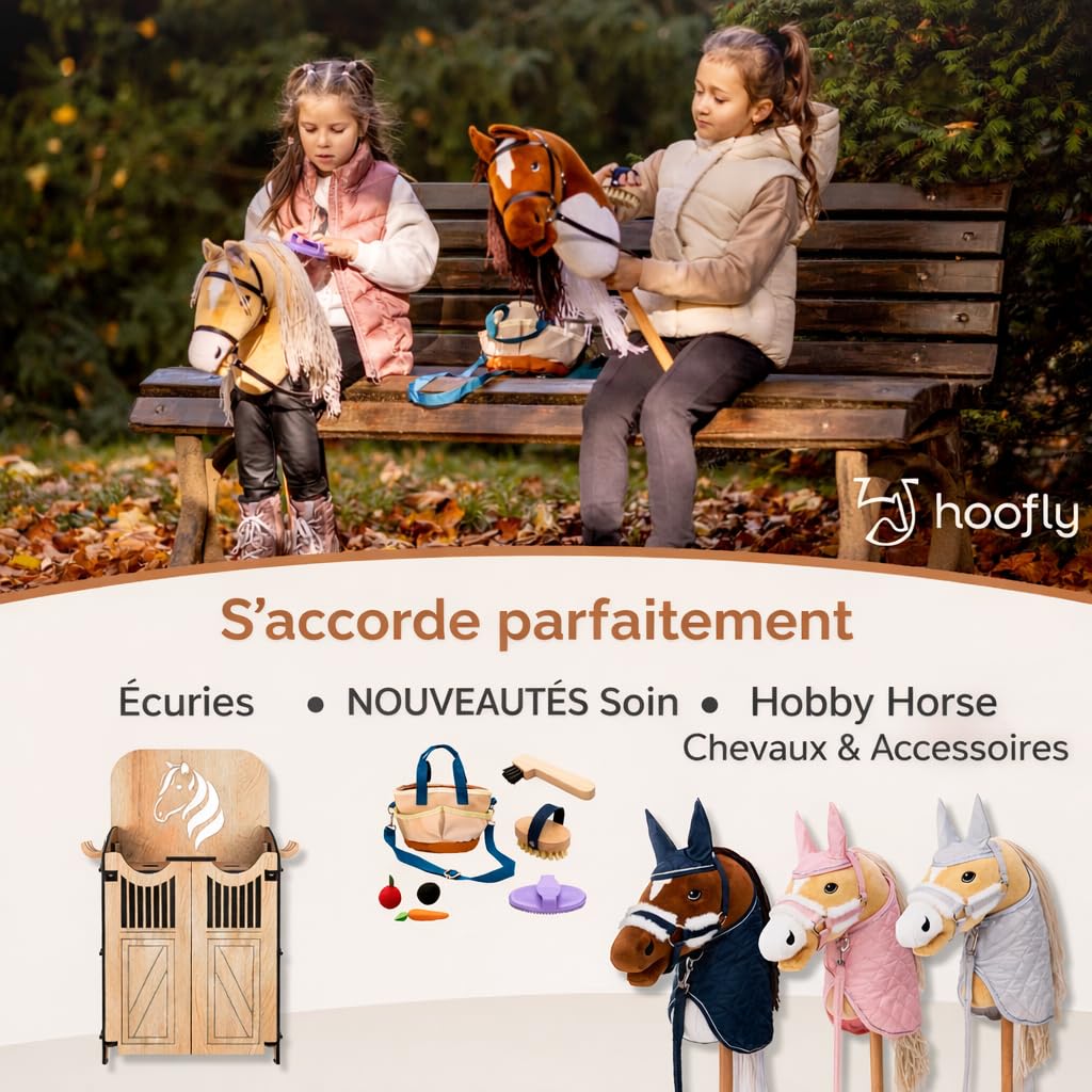 Grand Cheval à Bâton Hobby Horse Beige Haflinger A3 pour Enfants avec Tige à visser