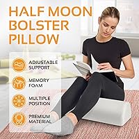 Vista 2 de AllSett Health Almohada de media luna grande para piernas, rodillas, parte inferior de la espalda y cabeza, almohada de apoyo lumbar para la cama