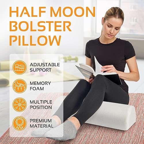 Miniatura 2 de AllSett Health Almohada de media luna grande para piernas, rodillas, parte inferior de la espalda y cabeza, almohada de apoyo lumbar para la cama