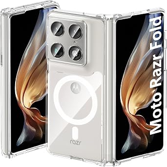 Hensinple Magnetic Motorola Moto Razr Fold Case 2026,Compatible with Magsafe 15FT Military-Grade Drop Protection Hard Anti-Yellowing Transparent Shockproof Slim Thin Cover for Motorola Razr Fold-Clear