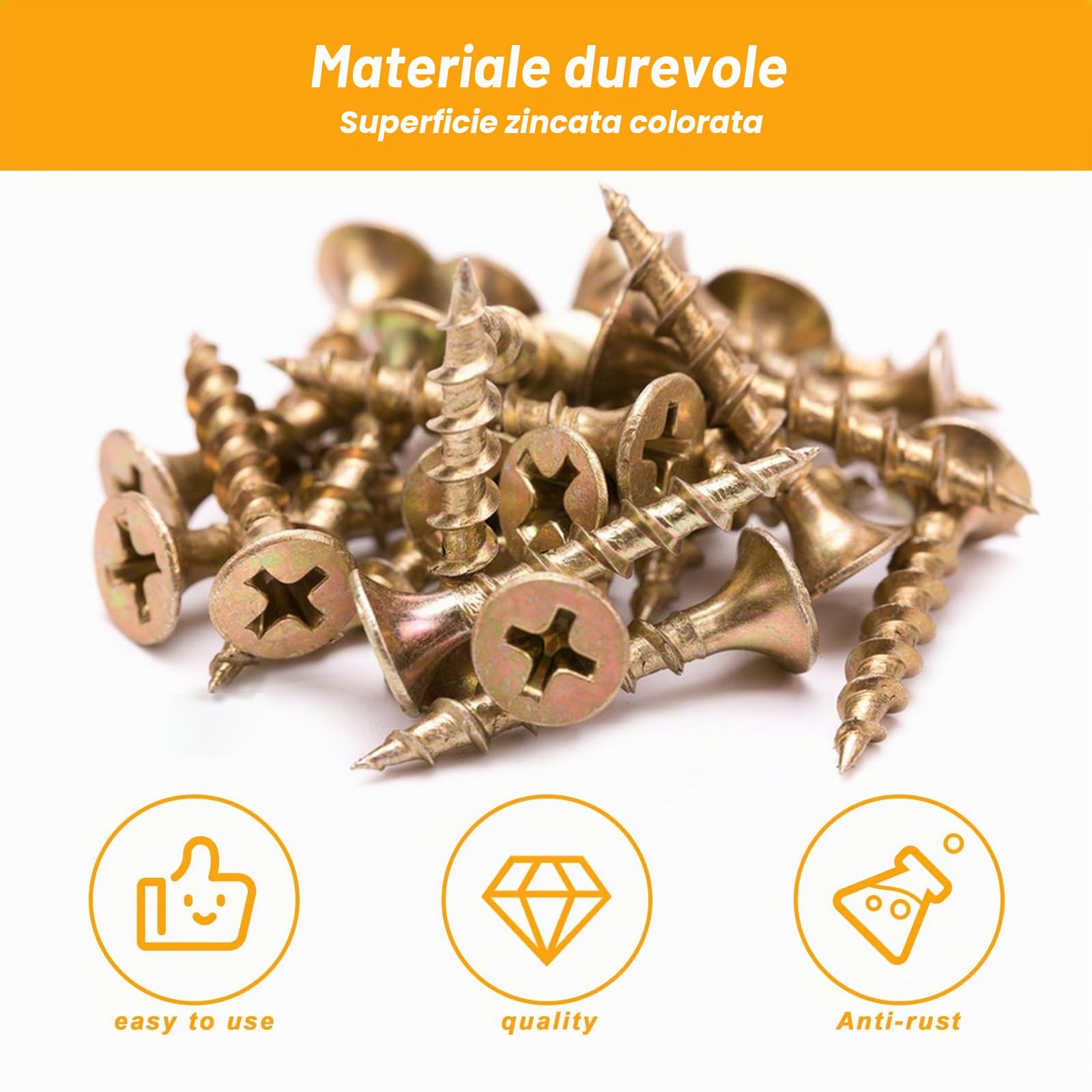 Set di viti autoperforanti M3 M3,5 M4, viti per legno testa piana, assortimento universale, viti a brugola filettatura completa