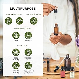 yethious Rose Lemon Essential Oils Set 2pcs*10ml 0.66oz 100% Organic Pure Aromatherapy Gift Oil Kit for Diffuser Rose Oil Essential Oil