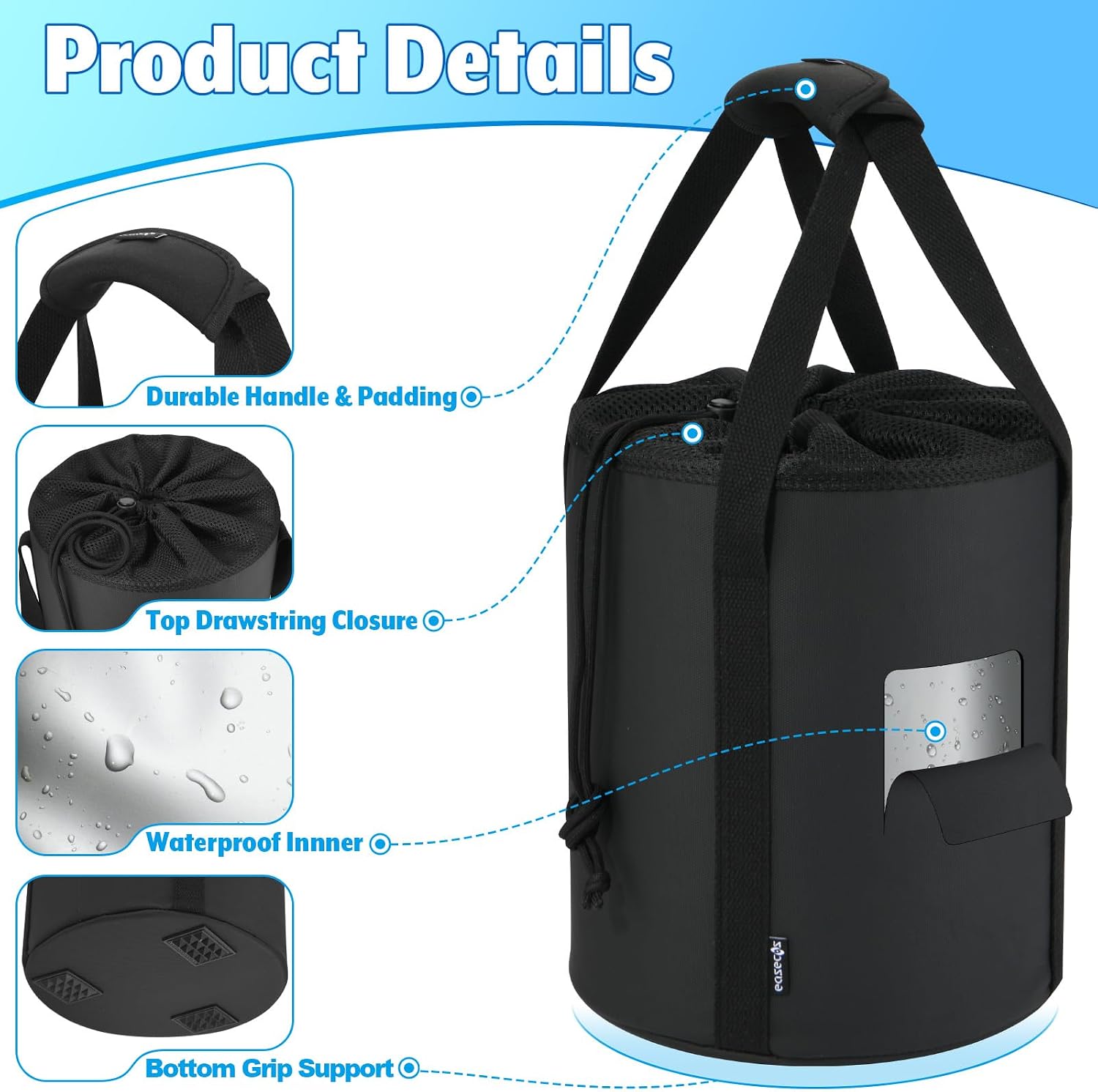 Ice Hockey Puck Bag Carry Bag, Portable Equipment Accessories Carrier Organizer for Hockey Training Practice & Storage in Ice Rink, Collapsible Water Container Holds 60-70 pcs Pucks