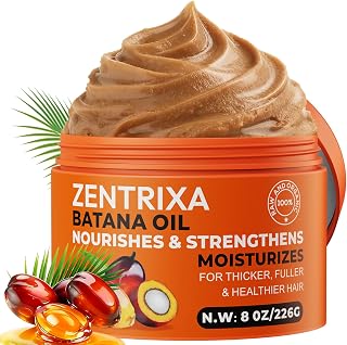Batana Oil for Hair - 100% Raw, Cold Pressed, Unrefined & Organic Hair Mask - Prevents Hair Loss, Enhances Hair Thickness - For Men & Women, Essence for All Hair Types (8 oz)