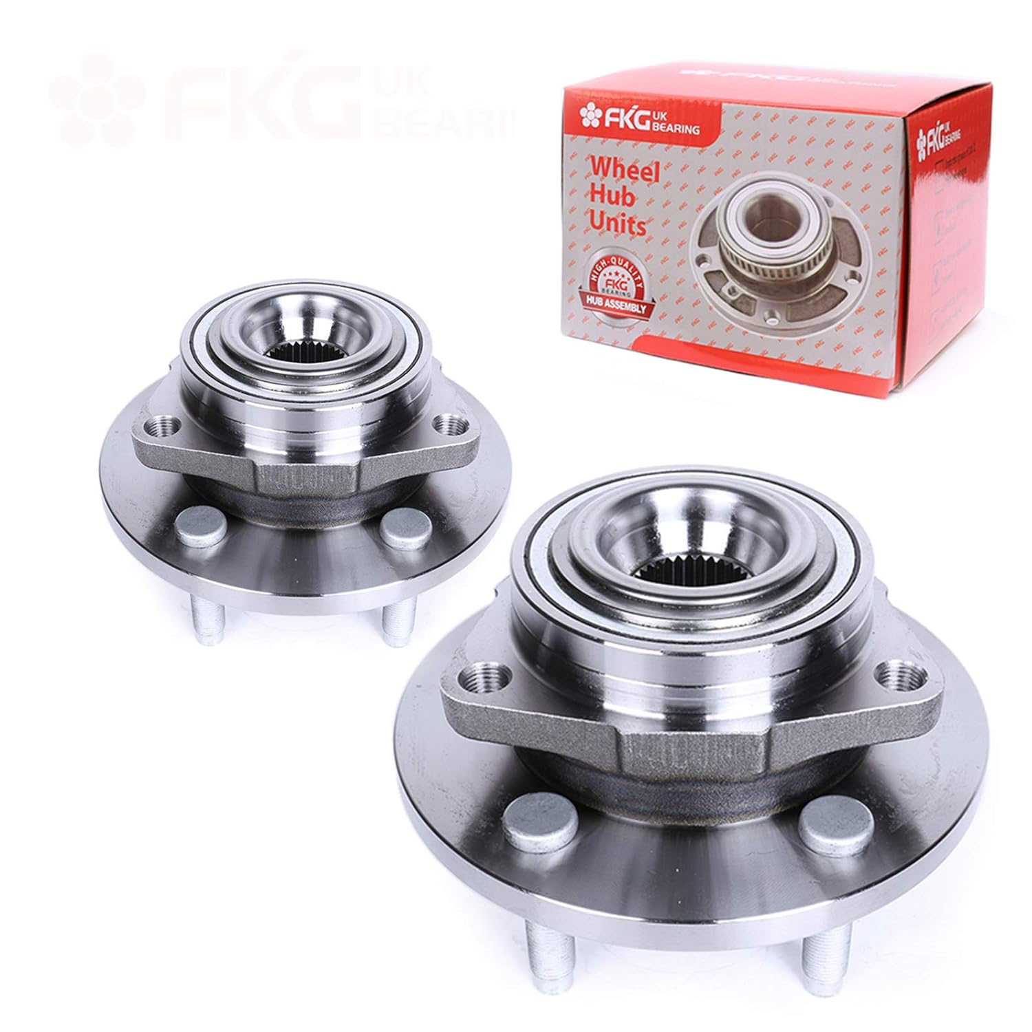 FKG 513228 Front Wheel Bearing Hub Assembly fit for 2005-2009 Dodge Dakota (4WD/RWD Non ABS Models), 2006-2008 Mitsubishi Raider (4WD/RWD Non ABS Models), 5 Lugs Set of 2