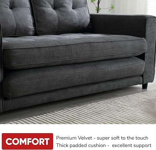 Miniatura 8 de JOYBASE Sofá cama extraíble, moderno sofá cama convertible tapizado extraíble para sala de estar (gris oscuro, tela)