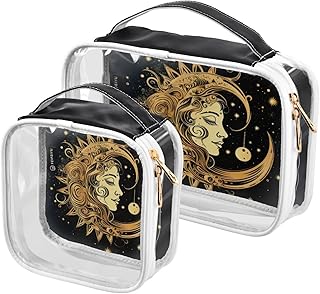 2Pcs Mandala Sun Moon Bohemia Cosmetic Bags,C...