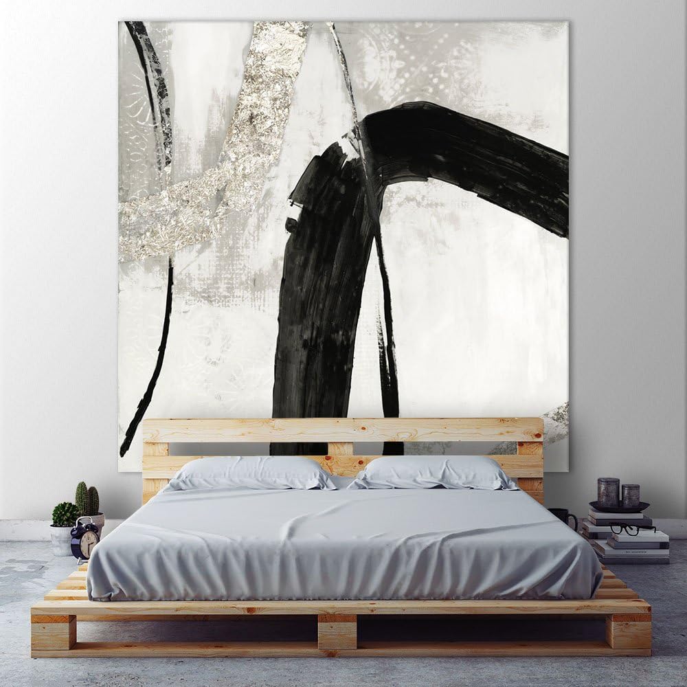 Giant Art PIPG-289K2 Black Ink Ii Huge Contemporary Abstract Giclee Canvas Print, 54 x 54