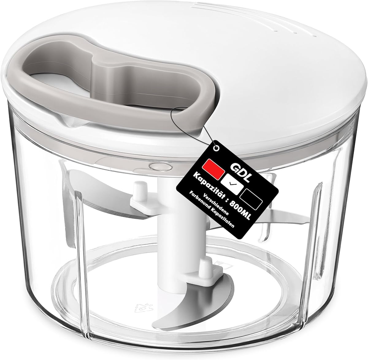 GDL Zwiebelschneider, 800ML Zwiebel Zerkleinerer mit Edelstahlklingen, Multizerkleinerer Gemüseschneider für Gemüse, Obst, Nüsse, Knoblauch, Babynahrung.