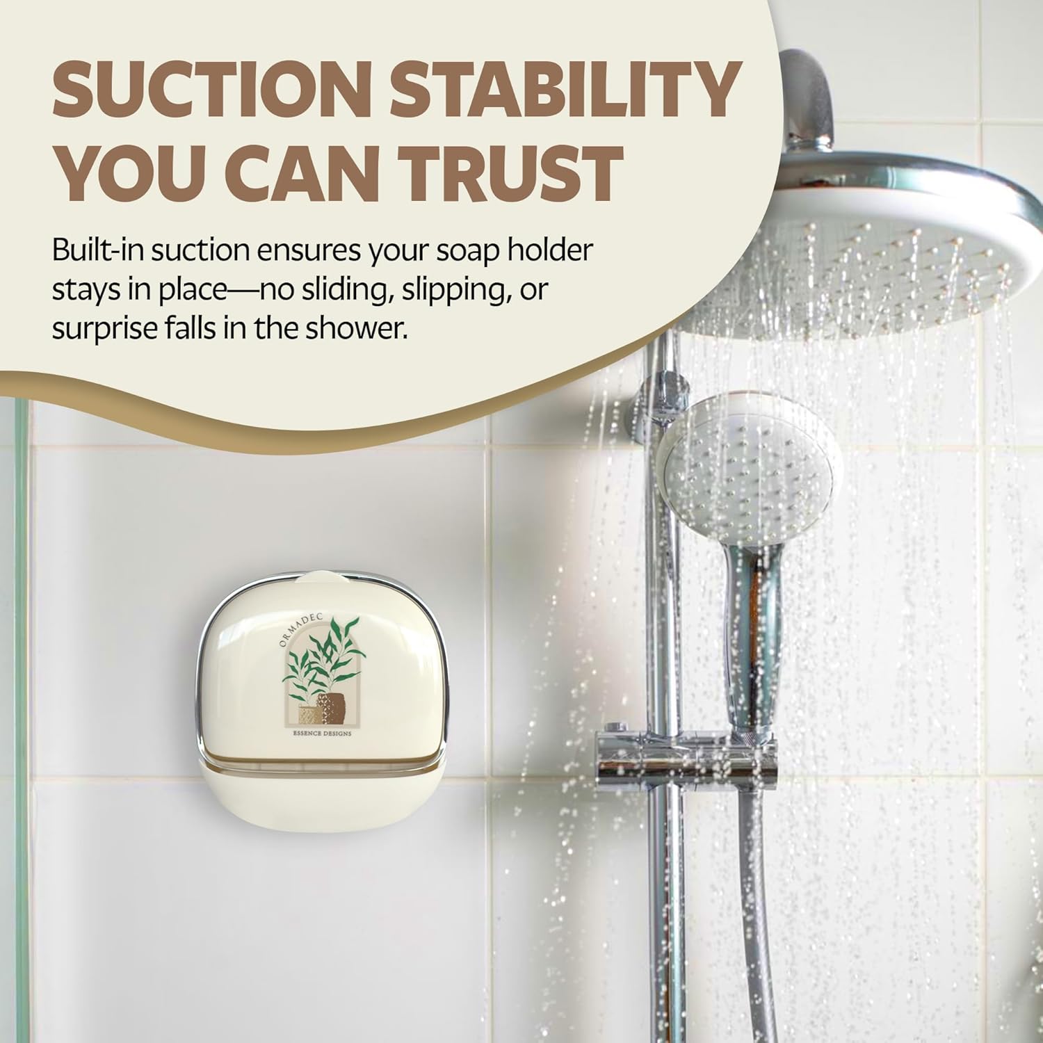 Soap and Razor Dish Holder with Drain Tray- Flip top, Waterproof, Wall Mounted, with Additional Hook for loofas and Others. No Drilling and Lightweight. - Image 2